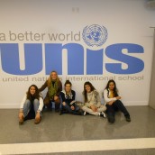 Los alumnos del LANGE LEY, en la sede de la ONU de Nueva York